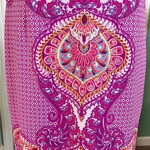 ANTONIO MELANI bright Pink and Purple Paisley Pencil Skirt Sz Large